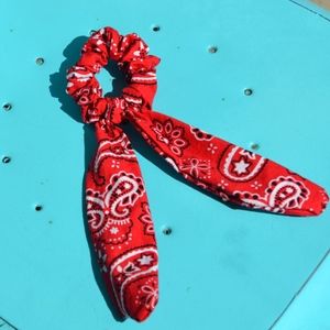Red Bandana Bow Scrunchie